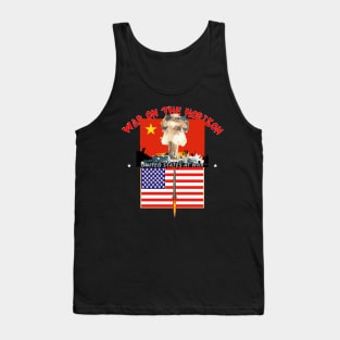 War on the Horizon - China Flag - US Flag w Missile Firing - Atomic Blast X300 Tank Top